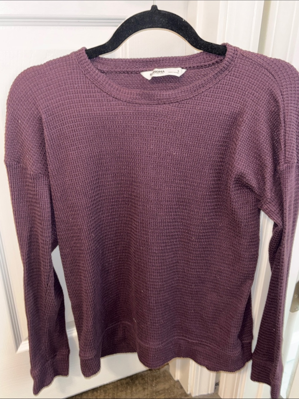 Sonoma Plum Waffle-Knit Crew Neck Shirt